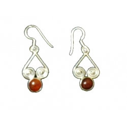 Earring0032-Nice Earring made with Beautiful Carnelian Stone and Silver